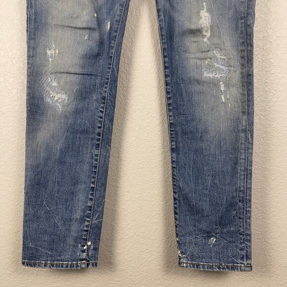 Dsquared2 Slim Straight Denim Jeans Blue Size IT 40 Distressed Streetwear Y2K - Picture 5 of 15